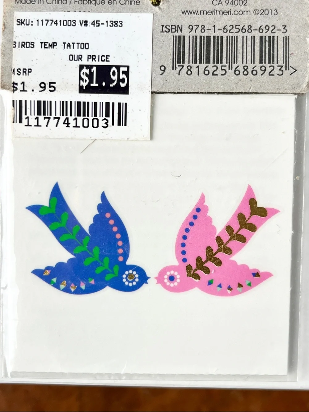Meri Meri Temporary Tattoos - Pack of 5 (10 total tattoos)